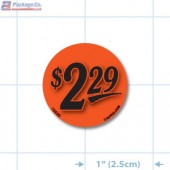 $2.29 Fluorescent Red Circle Merchandising Price Label Copyright A1PKG.com - 15530