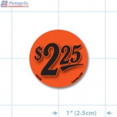 $2.25 Fluorescent Red Circle Merchandising Price Label Copyright A1PKG.com - 15536