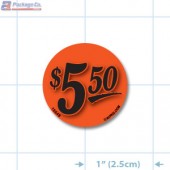 $5.50 Fluorescent Red Circle Merchandising Price Label Copyright A1PKG.com - 15549