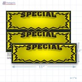 Yellow Special 3D Starburst Merchandising Placards 2UP (11" x 3.5") - Copyright - A1PKG.com - 16011