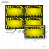 Yellow Special 3D Starburst Merchandising Placards 4UP (5.5" x 3.5") - Copyright - A1PKG.com - 16012