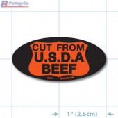 USDA Beef Fluorescent Red Oval Merchandising Labels - Copyright - A1PKG.com SKU - 20321