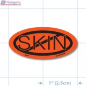No Skin Fluorescent Red Oval Merchandising Labels - Copyright - A1PKG.com SKU - 20430