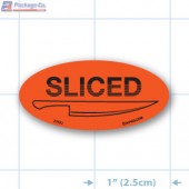 Sliced Fluorescent Red Oval Merchandising Labels - Copyright - A1PKG.com SKU - 20532