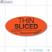 Thin Sliced Fluorescent Red Oval Merchandising Labels - Copyright - A1PKG.com SKU - 20535