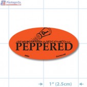 Peppered Fluorescent Red Oval Merchandising Labels - Copyright - A1PKG.com SKU - 20954