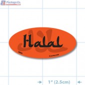 Halal Fluorescent Red Oval Merchandising Label Copyright A1PKG.com - 20959