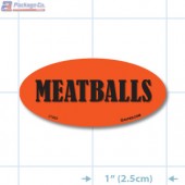 Meatballs Fluorescent Red Oval Merchandising Labels - Copyright - A1PKG.com SKU - 21063
