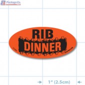 Rib Dinner Fluorescent Red HMR Oval Merchandising Labels - Copyright - A1PKG.com SKU - 21065
