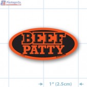 Beef Patty Fluorescent Red Oval Merchandising Labels - Copyright - A1PKG.com SKU - 21524
