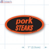 Pork Steaks Fluorescent Red Oval Merchandising Labels - Copyright - A1PKG.com SKU - 21607