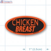 Chicken Breast Fluorescent Red Oval Merchandising Label Copyright A1PKG.com - 22103