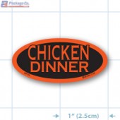 Chicken Dinner Fluorescent Red Oval Merchandising Labels - Copyright - A1PKG.com SKU - 22112