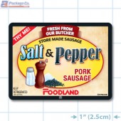 Foodland Salt & Pepper Pork Sausage Full Color Rectangle Merchandising Labels - Copyright - A1PKG.com SKU -  28120