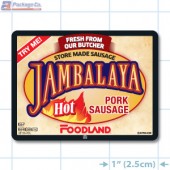 Hot Jambalaya Pork Sausage Full Color Rectangle Merchandising Label A1Pkg.com SKU 28159