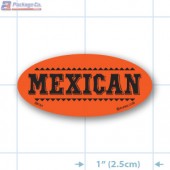 Mexican Fluorescent Red Oval Merchandising Labels - Copyright - A1PKG.com SKU - 28191