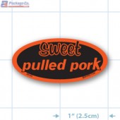Sweet Pulled Pork Fluorescent Red Oval Merchandising Labels - Copyright - A1PKG.com SKU - 28193