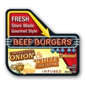Caramelized Onion & White Cheddar Beef Burgers Full Color Rectangle Merchandising Label (3.5 x 5.875 inch) 250/roll