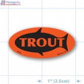 Trout Fluorescent Red Oval Merchandising Labels - Copyright - A1PKG.com SKU - 50105