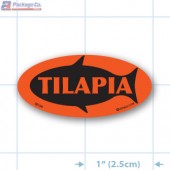 Tilapia Fluorescent Red Oval Merchandising Labels - Copyright - A1PKG.com SKU - 50106