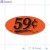 59¢ Fluorescent Red Oval Merchandising Price Labels PQG (1x2 inch) 500/Roll 