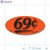 69¢ Fluorescent Red Oval Merchandising Price Labels PQG (1x2 inch) 500/Roll 