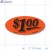 $1.00 Fluorescent Red Oval Merchandising Price Labels PQG (1x2 inch) 500/Roll 