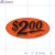 $2.00 Fluorescent Red Oval Merchandising Price Labels PQG (1x2 inch) 500/Roll 