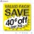Value Pack Save 40¢ per kg Merchandising Labels (2x2 inch sq.) 500/Roll 