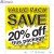 Value Pack Save 20% OFF Merchandising Labels (2x2 inch sq.) 500/Roll 