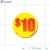 $10 Bright Yellow Circular Price Labels PQG (1.25 in. dia.) 1000/Roll 