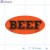 Beef Fluorescent Red Oval Merchandising Labels PQG (1x2 inch) 500/Roll 