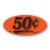 50¢ Fluorescent Red Oval Merchandising Price Labels PQG (1x2 inch) 500/Roll 
