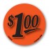 $1.00 Fluorescent Red Circle Merchandising Price Label Copyright A1PKG.com - 15504