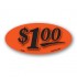 $1.00 Fluorescent Red Oval Merchandising Price Label Copyright A1PKG.com - 14408