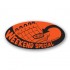 Weekend Special Fluorescent Red Oval Merchandising Labels - Copyright - A1PKG.com SKU # 10104