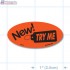 New Try Me Fluorescent Red Oval Merchandising Labels - Copyright - A1PKG.com SKU # 10216