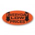 Everyday Low Prices Fluorescent Red Oval Merchandising Labels - Copyright - A1PKG.com SKU - 10321