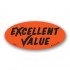 Excellent Value Fluorescent Red Oval Merchandising Labels - Copyright - A1PKG.com SKU - 10322