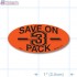 Save on 3 Pack Fluorescent Red Oval Merchandising Labels - Copyright - A1PKG.com SKU - 10430