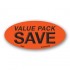Value Pack Save Fluorescent Red Oval Merchandising Labels - Copyright - A1PKG.com SKU - 10431
