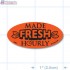 Made Fresh Hourly  Fluorescent Red Oval Merchandising Labels - Copyright - A1PKG.com SKU - 10857