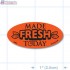 Made Fresh Today Fluorescent Red Oval Merchandising Labels - Copyright - A1PKG.com SKU - 10859