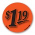 $1.19 Fluorescent Red Circle Merchandising Price Label Copyright A1PKG.com - 15506
