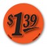 $1.39 Fluorescent Red Circle Merchandising Price Label Copyright A1PKG.com - 15508