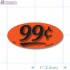 99¢ Fluorescent Red Oval Merchandising Price Label Copyright A1PKG.com - 14407
