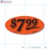 $7.99 Fluorescent Red Oval Merchandising Labels - Copyright - A1PKG.com SKU # 14454