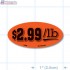 $2.99/lb Fluorescent Red Oval Merchandising Labels - Copyright - A1PKG.com SKU - 14505