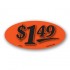 $1.49 Fluorescent Red Oval Merchandising Price Label Copyright A1PKG.com - 14413