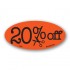 20% Off Fluorescent Red Oval Reduction Merchandising Labels - Copyright - A1PKG.com SKU - 14992
